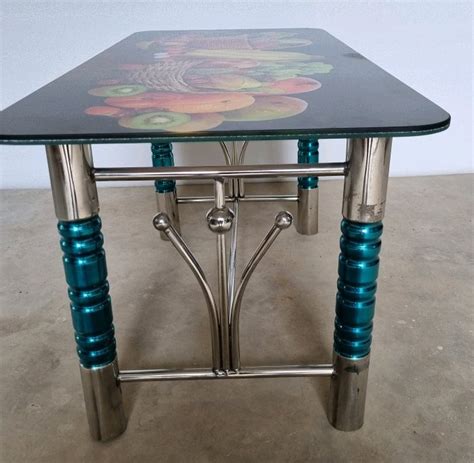 Mirror Finish Rectangular Glass Top Stainless Steel Table For Home At