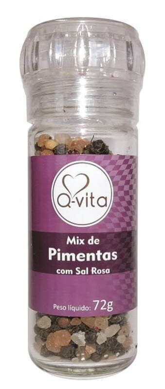 Mix De Pimentas Sal Rosa Do Himalaia Moedor 72 Gramas Q Vita