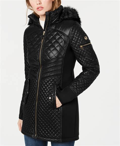 Michael Kors Hooded Faux Fur Trim Puffer Coat Macys