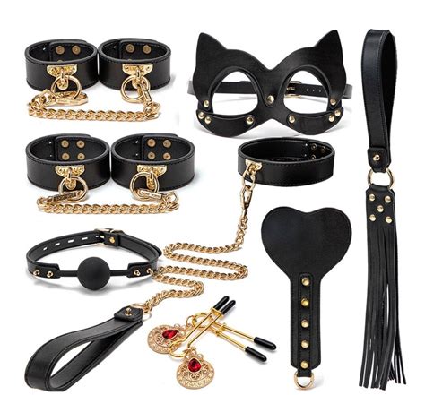 Leather Cat Mask Gag Sex Toys Role Play Handcuffs Hand Tying Bdsm Collar Whip Etsy