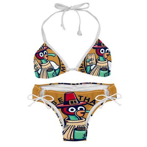 Thanksgiving Font Swimsuit Women Bikinis Detachable Sponge Adjustable Strap Bikini Set Two Pack