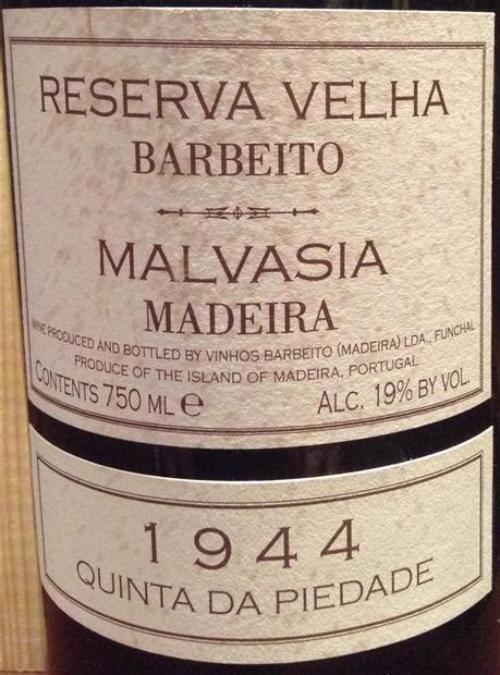 1944 Barbeito Madeira Quinta Da Piedade Malvasia Portugal Madeira