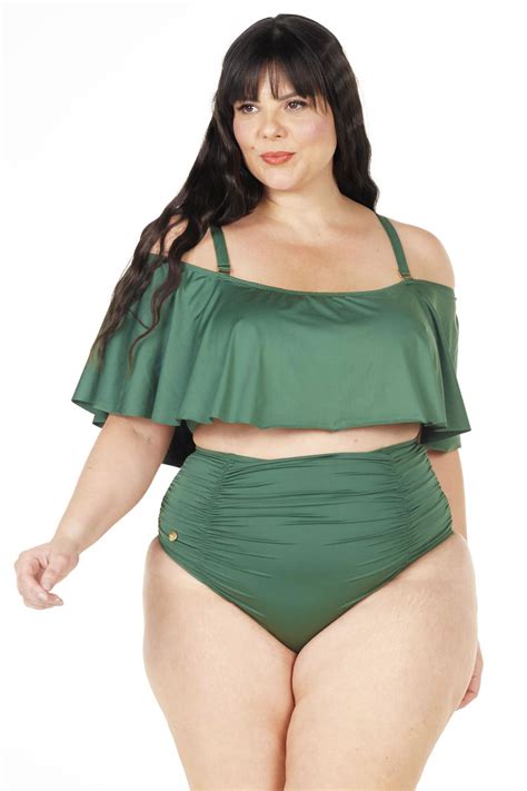 BIQUÍNI PLUS SIZE TOP CIGANINHA E HOT PANT DRAPEADA VERDE AUDAZ MODA AUDAZ MODA PLUS SIZE