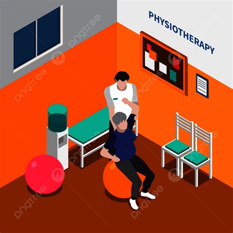 Physiotherapy Rehabilitation Isometric Poster With Physiotherapist