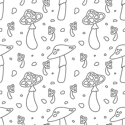 Premium Vector Mushroom Seamless Pattern Amanita Muscaria Fly Agaric