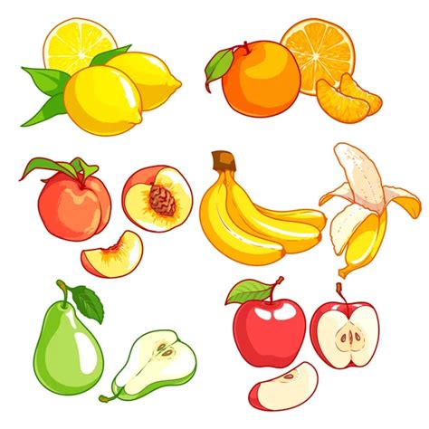 Tropical Fruits Icons Tropical Fruits Icons Stock Vector