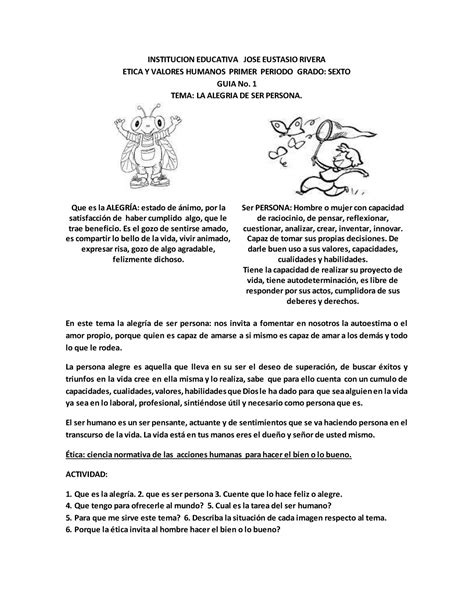 Actividades Para Clases De Etica Etica Y Valores Humanos Primer