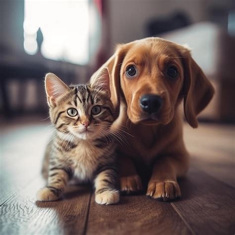 cute beautiful cat  cute dog ai generated image premium ai