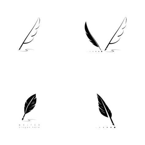 Pluma Pluma Escribe Signos Iconos De Plantilla De Plantilla De Logotipo