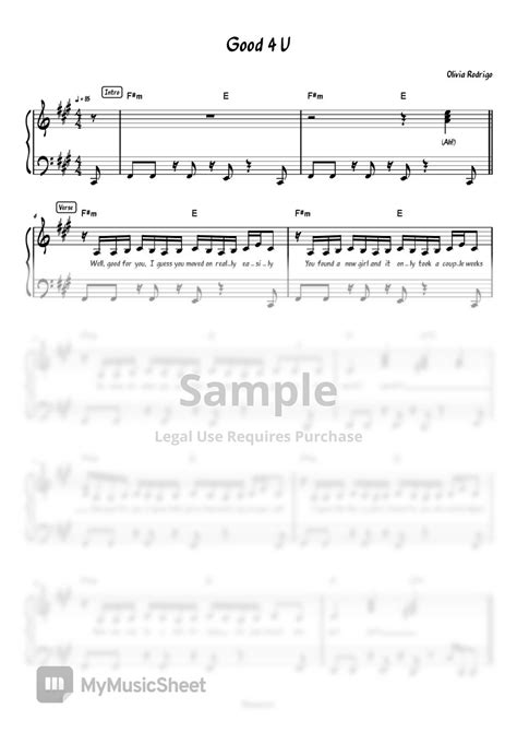 Olivia Rodrigo Good U Piano Sheets By Meowscore