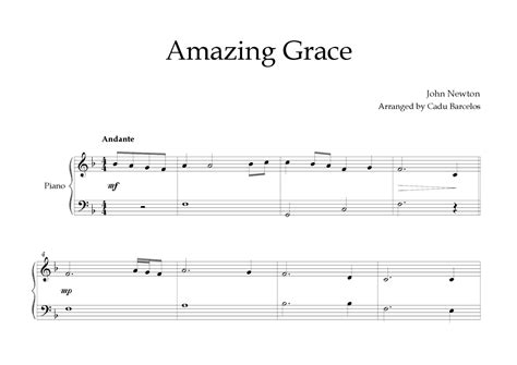 Amazing Grace Very Easy Piano Arr Cadu Barcelos By Traditional