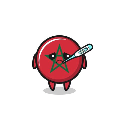 Personaje De La Mascota De La Bandera De Marruecos Con Fiebre Vector