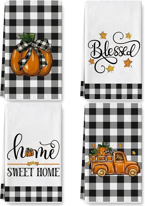 Amazon AnyDesign Fall Kitchen Towel Autumn Truck Pumpkin Dish