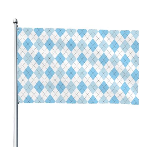 Picia Blue and White Squares Printed Flag ,Blue and White Squares