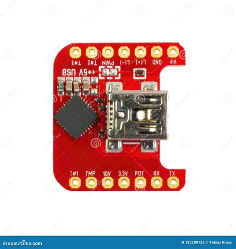 Red Universal Usb To Ttl Pcb Board Surface Mount Components Stock Photo