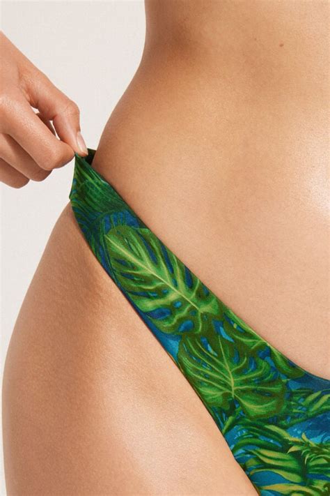 Slip Bikini Reggiseniiliano Sgambato Emerald Jungle Taglio Reggiseniiliano Donna Tezenis