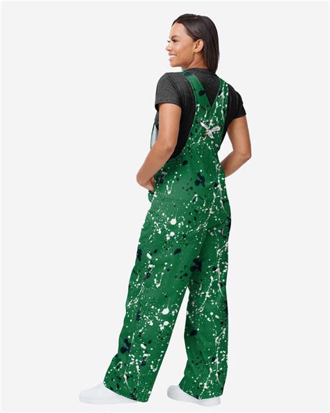 Philadelphia Eagles Womens Kelly Green Paint Splatter Bib Overalls Foco