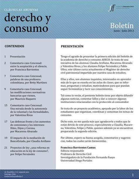 Descargar Bolet N En Pdf Cl Usulas Abusivas Derecho Y Consumo