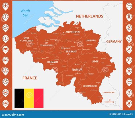 Belgium Location Modern Vector Map For Infographics All World