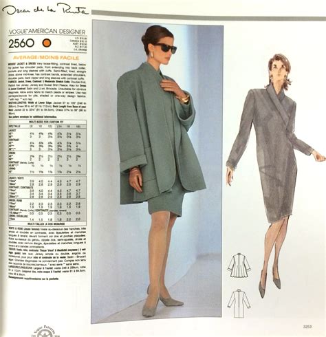 Oscar De La Renta Sewing Pattern For Vogue Patterns C 1990s 2000s