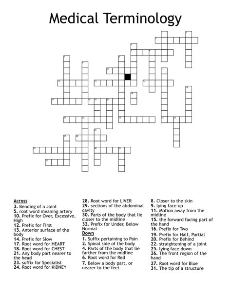 Medical Terminology Crossword Wordmint