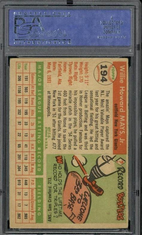 Topps Willie Mays Psa Ebay