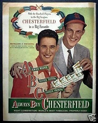 Ted Williams Stan Musial Mvp Chesterfield Ad