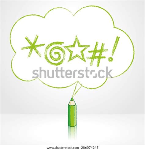 Green Pencil Reflection Drawing Swearing Icons Stock Vector Royalty