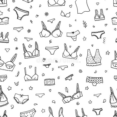 Lingerie Seamless Pattern Vector Underwear Background Design Outline