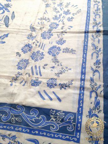 Jual Kain Batik Tulis Warna Alam Boketan Biru Indigo Putih THEBATIK