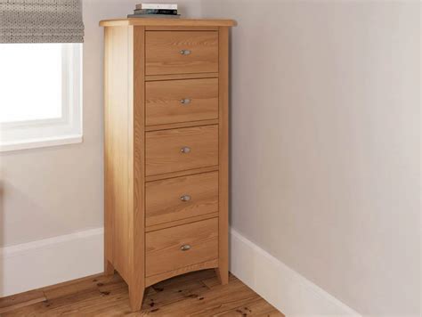 Kenmore Dakota Oak 5 Drawer Tall Narrow Chest Of Drawers Assembled