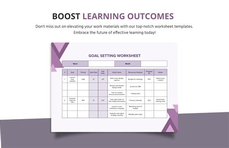 Goal Setting Worksheet Template in Word - Download | Template.net