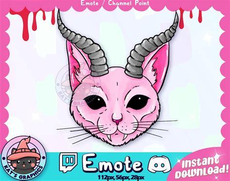 Pink Evil Cat Twitch Discord Emote Channel Points - Etsy