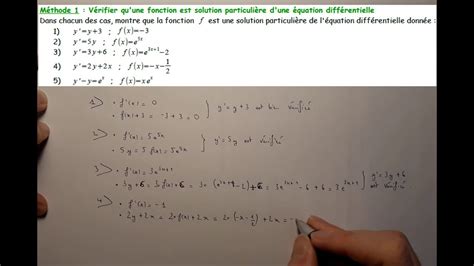 Méthode 1 Vérifier qu une fonction est solution d une équation