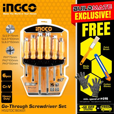 Ingco Pcs Go Through Screwdriver Set Hsgtdc Buildmate H Tss