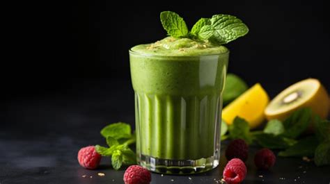 Premium AI Image A Green Smoothie In A Glass