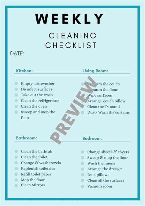 Easy Printable Whole House Cleaning Checklist Etsy Canada In 2024 Cleaning Checklist Weekly