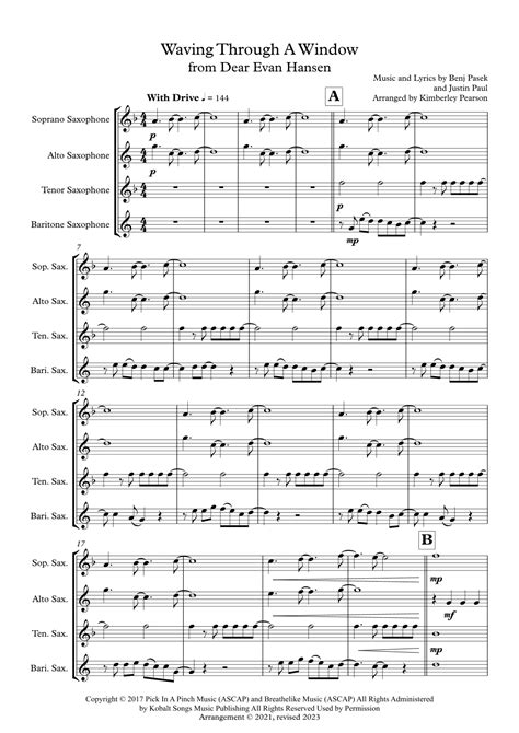 Waving Through A Window Arr Wind Sheet Music Arrangements By Ben