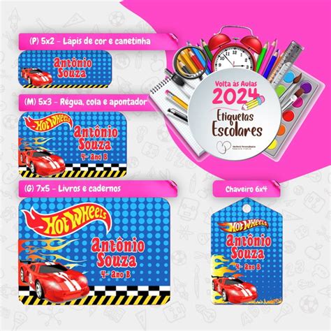 Kit Etiquetas Escolares Personalizadas Hot Wheels Elo