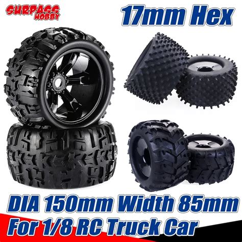 Pcs Rc Tires Wheels Mm Hex Hub Rims Mm Glued Wheel Tire