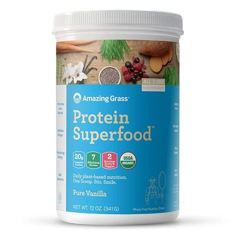 Amazing Grass Plant Protein Superfood Powder Vanilla 20g Protein 12