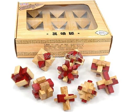 Pcs Set Traditional Wooden Interlocking Burr Puzzle Iq Test Brain