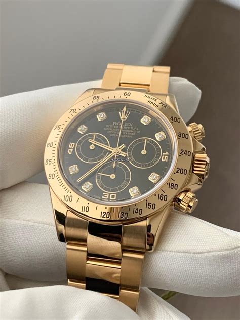 Rolex Cosmograph Daytona Yellow Gold Black Diamond Dial Gen 1 for ...