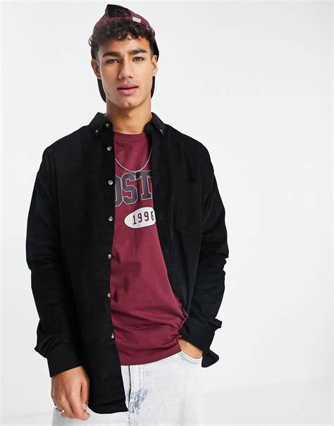 Черная вельветовая рубашка свободного кроя в стиле 90-х ASOS DESIGN ...