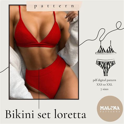 Bikini Set Sewing Pattern 7 Sizes XXS XXL Pattern Swimwear Top PDF Sewing Pattern Bustier