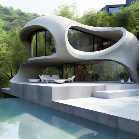 Modern House Made of Concrete with Pool Outside. Exterior Design ...