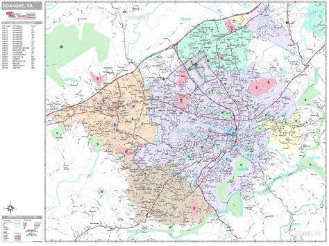 Roanoke Virginia Wall Map Premium Style By Marketmaps