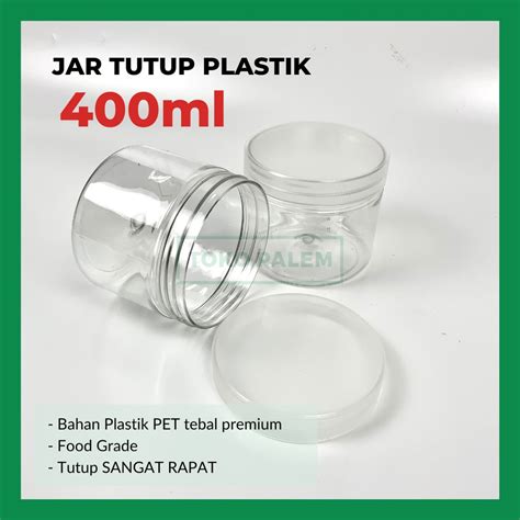 Jual Toples Jar Tabung Silinder Plastik 400 Ml TEBAL Botol Plastik