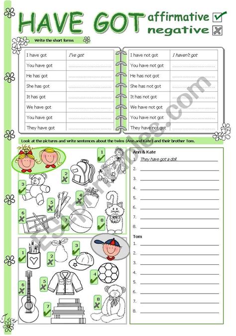 Have Got Affirmative Negative ESL Worksheet By Tecus