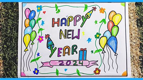 How To Draw Happy New Year Drawing Easy Happy New Year Card Drawing